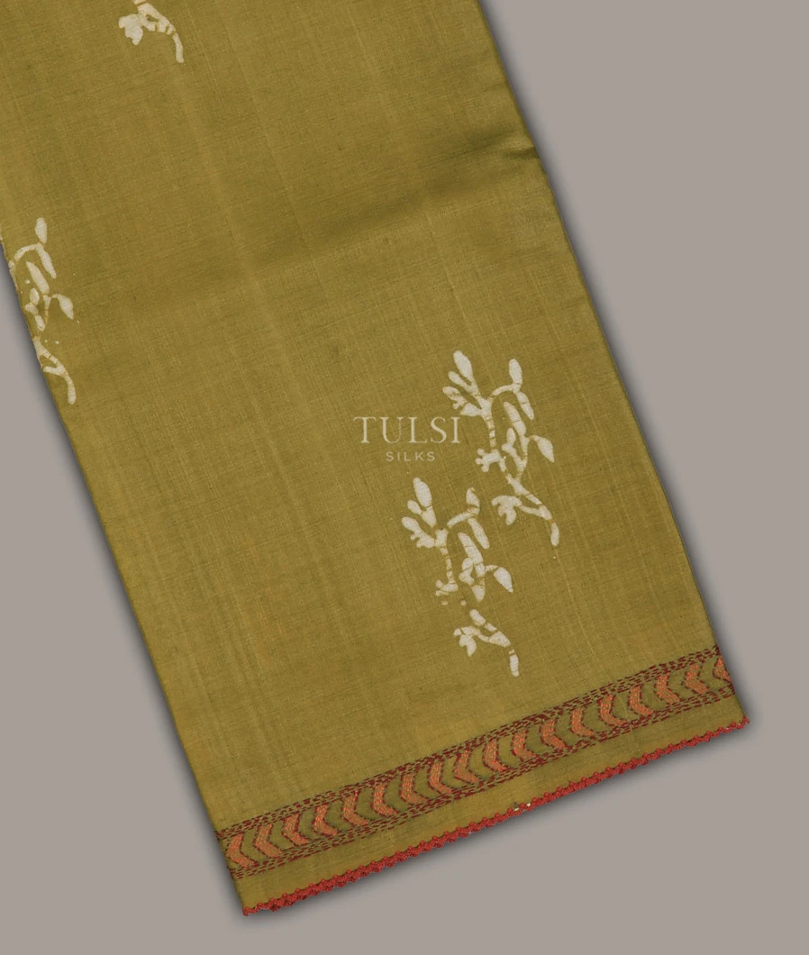 Green Tussar Embroidery Saree T694685-image