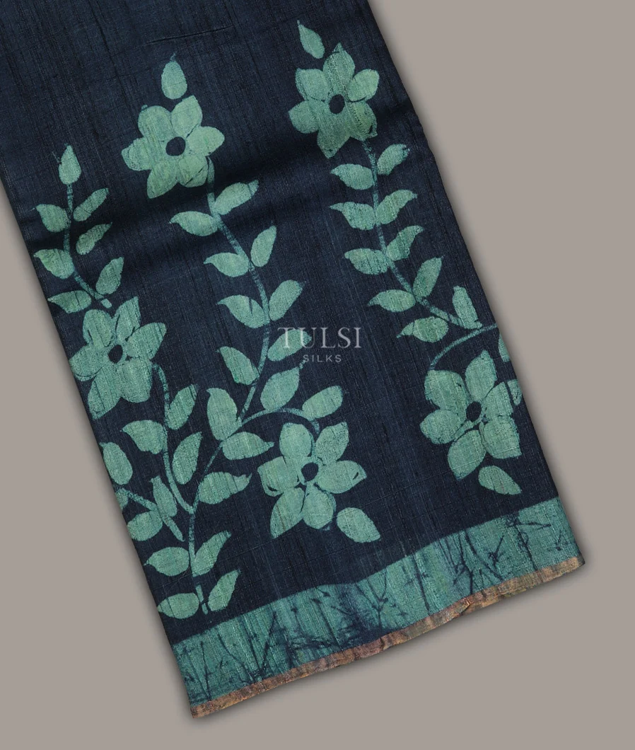 Blue Tussar Printed Saree T694808-image