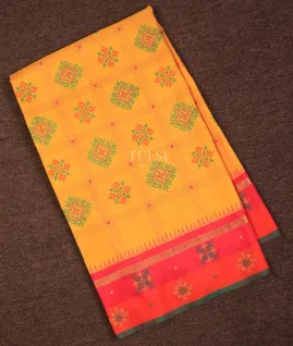 Yellow Kanjivaram Silk Embroidery Saree T672377-image
