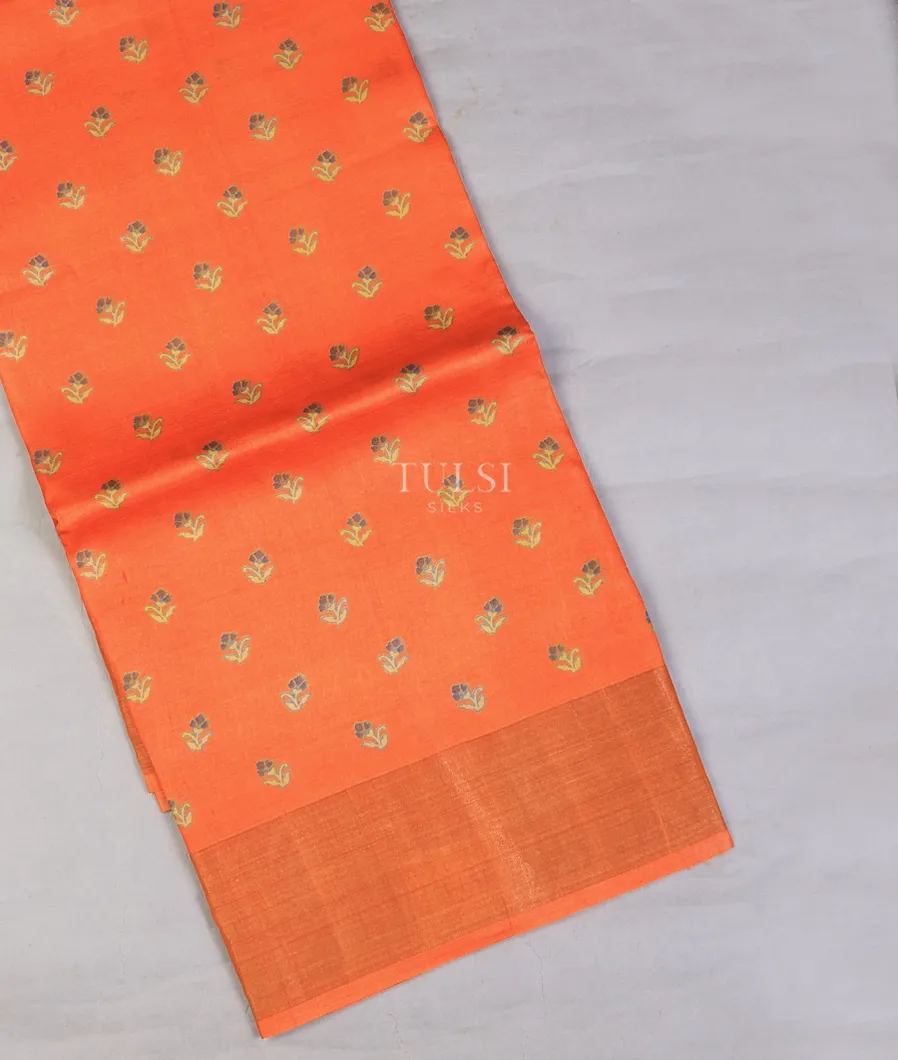 Orange Tussar Printed Saree T697797-image