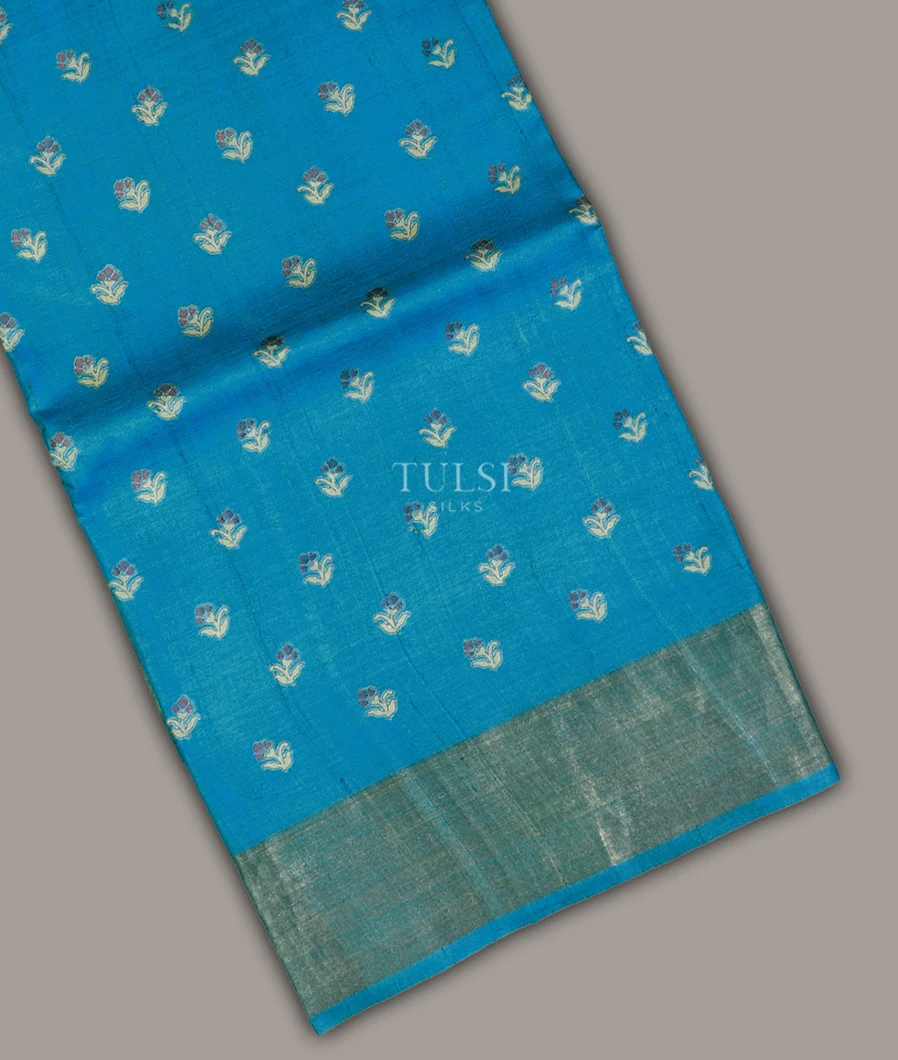 Blue Tussar Printed Saree T697796-image