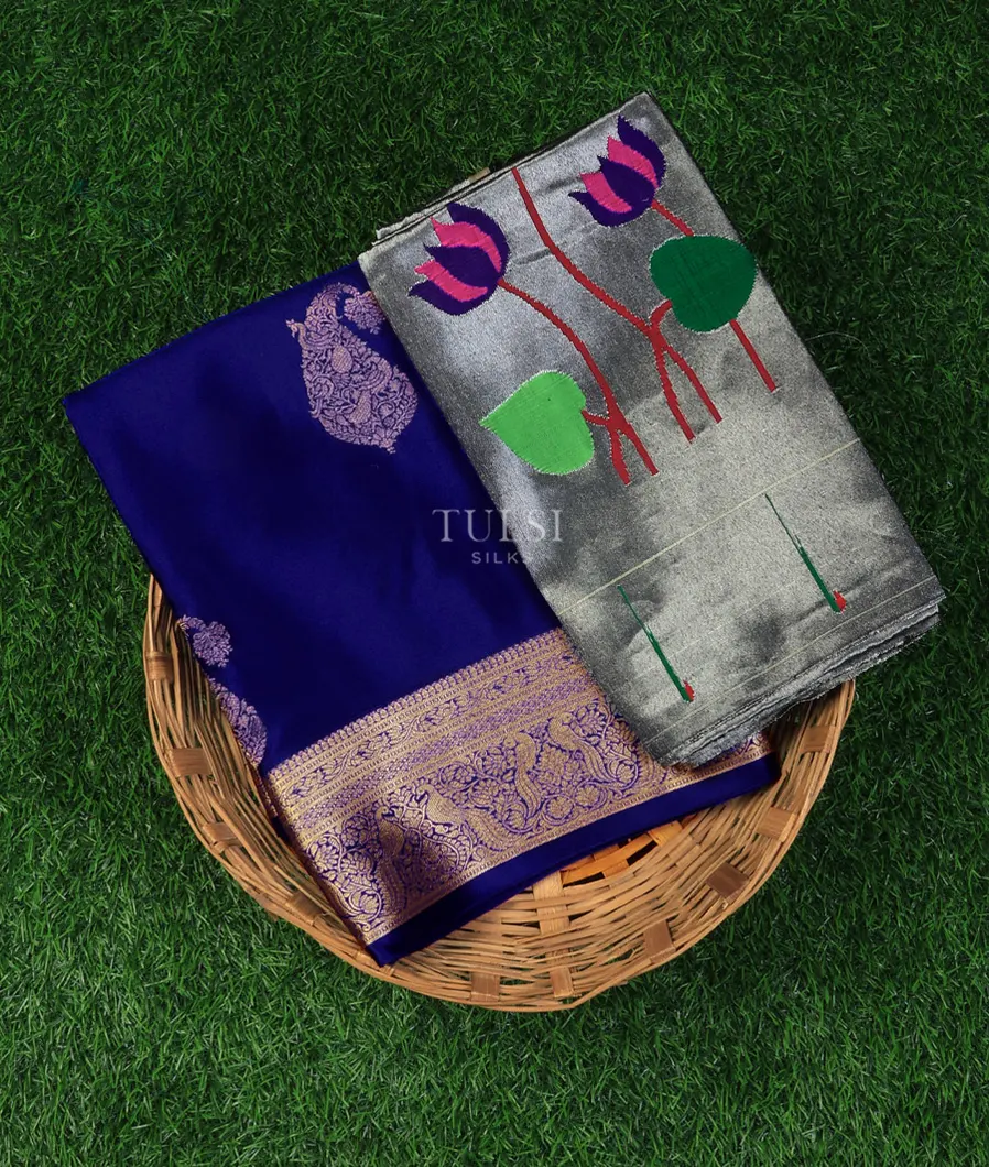 Blue Mysore Silk Saree T696801-image
