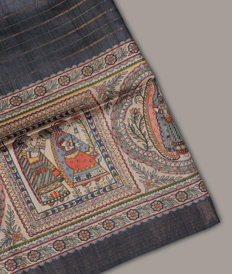 Grey Tussar Printed Saree T696631-image