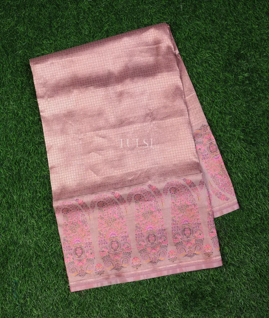 Peach Banaras Tissue Silk Saree T654673-image