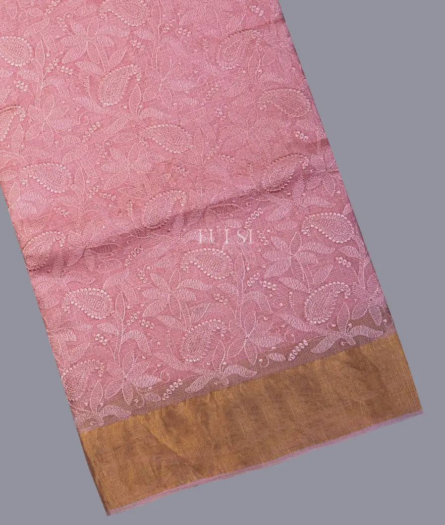 Pink Silk Kota Embroidery Saree T700386-image