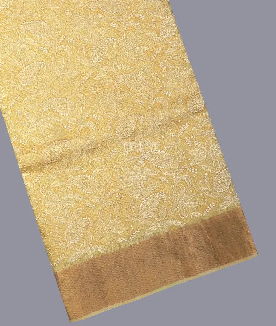 Yellow Silk Kota Embroidery Saree T700384-image
