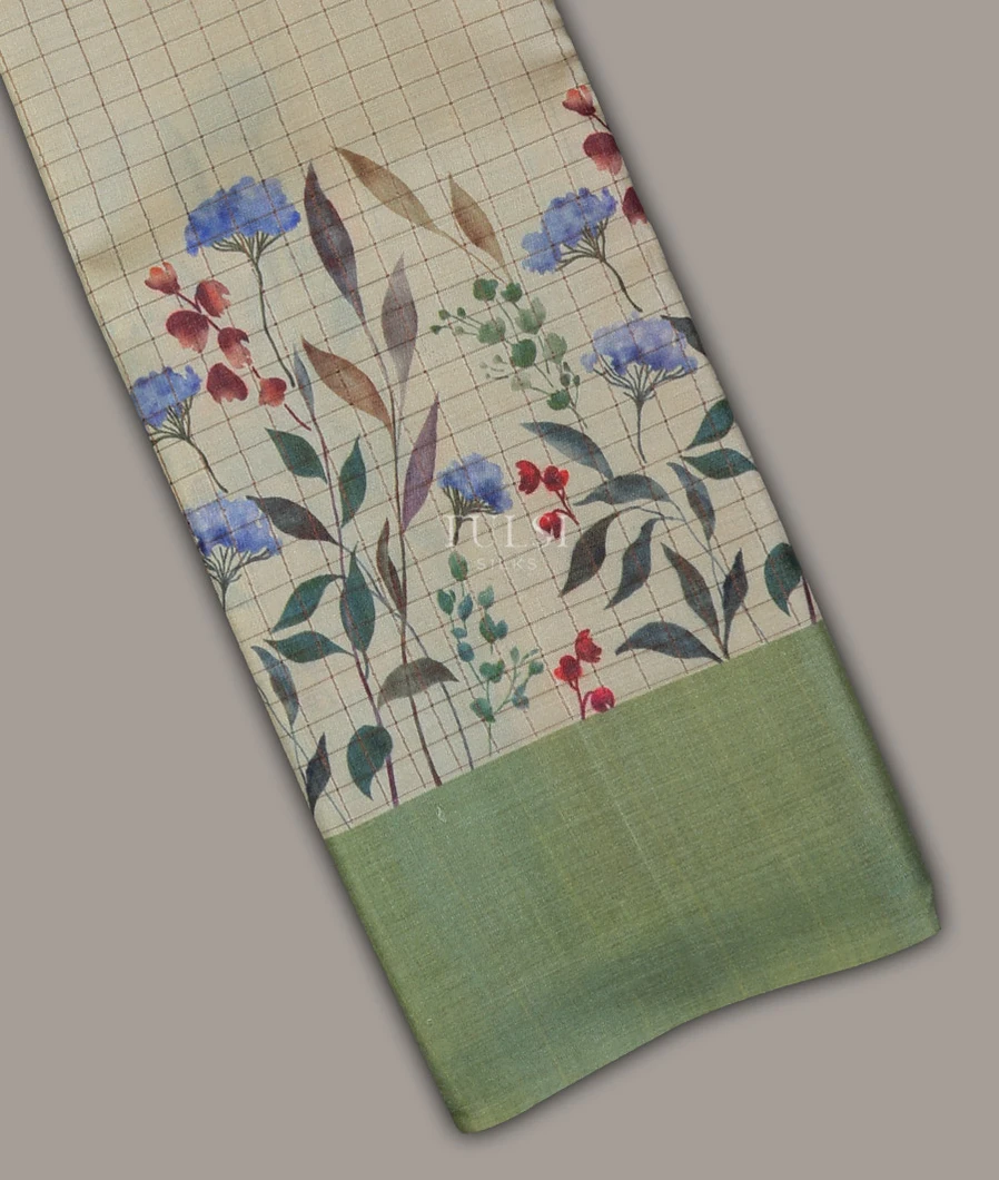 Light Beige Tussar Printed Saree T691905-image