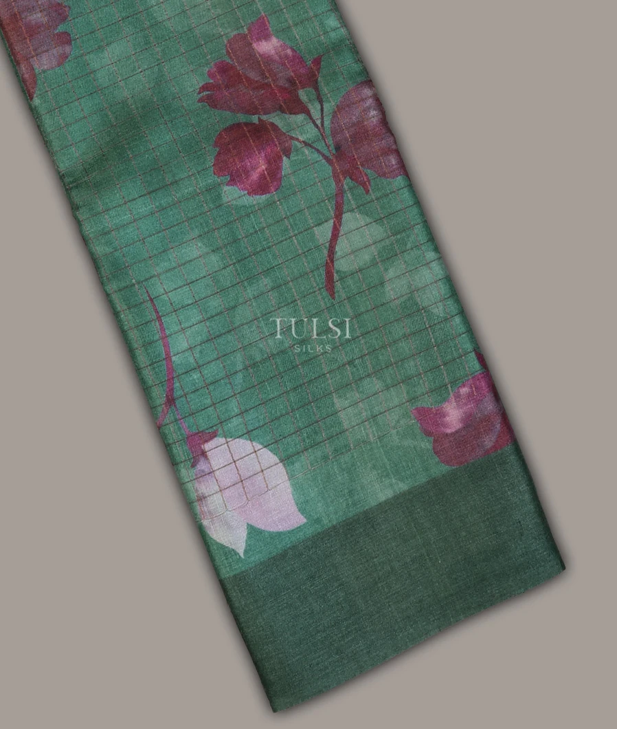 Greyish Green Tussar Printed Saree T691886-image