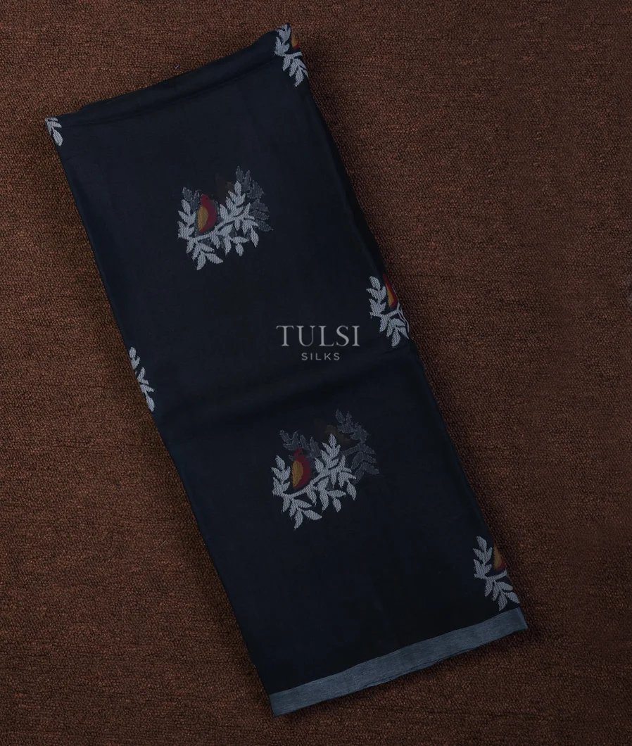 Dark Blue Muslin Saree T656806-image