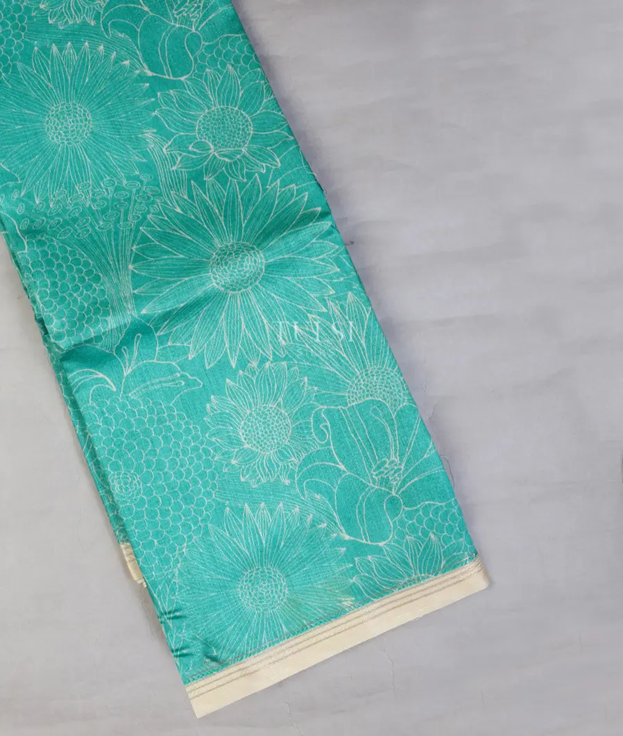 Greenish Blue Tussar Printed Saree T696575-image