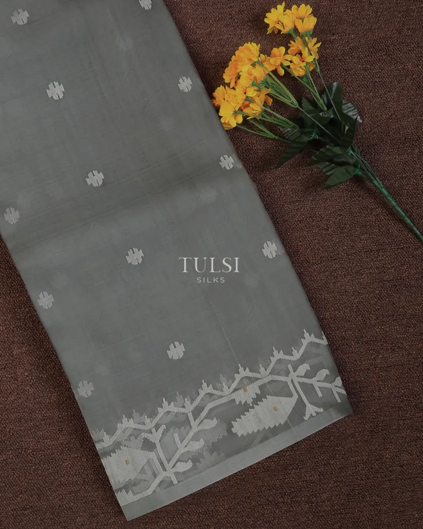 Grey Muslin Saree T647954-image