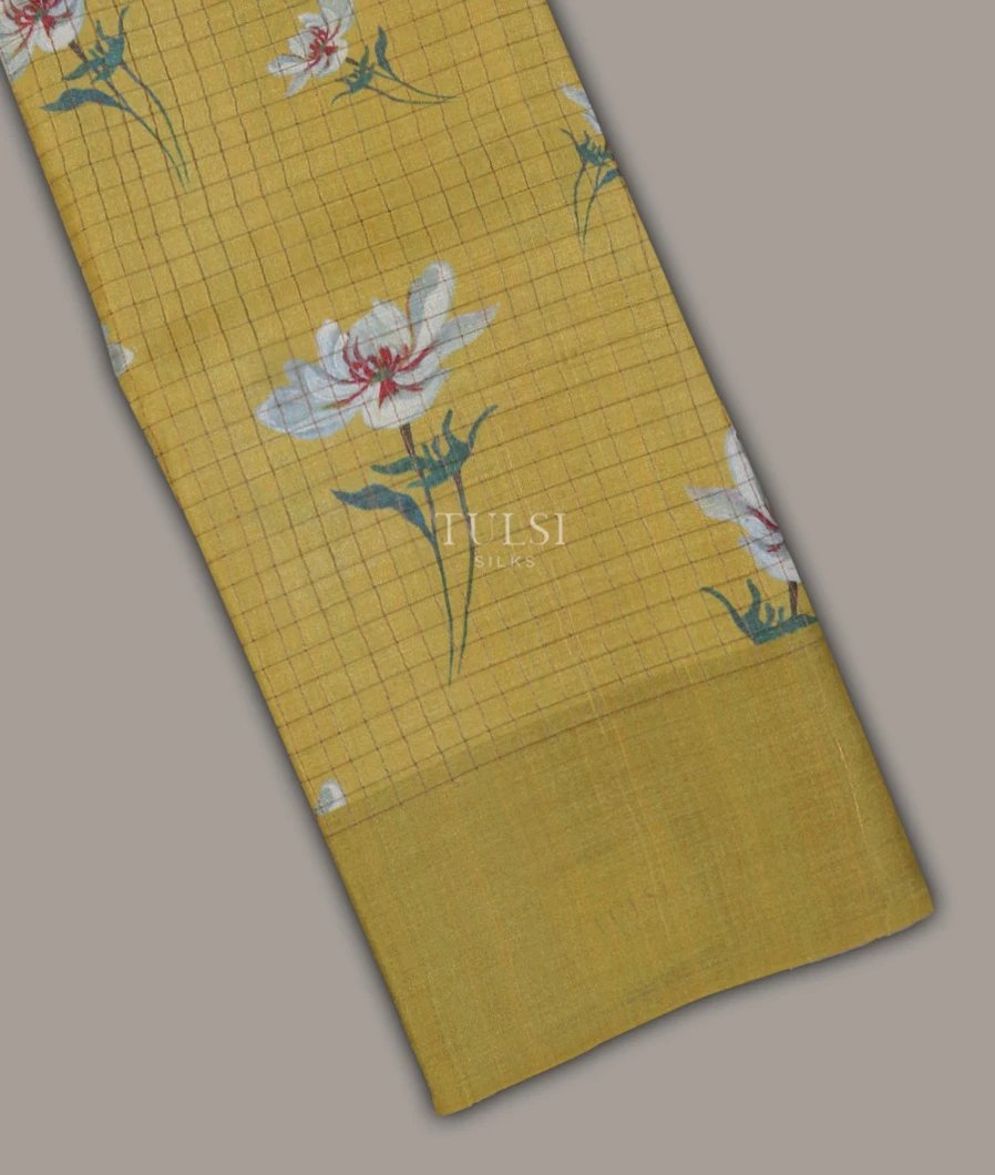 Yellow Tussar Printed Saree T691910-image