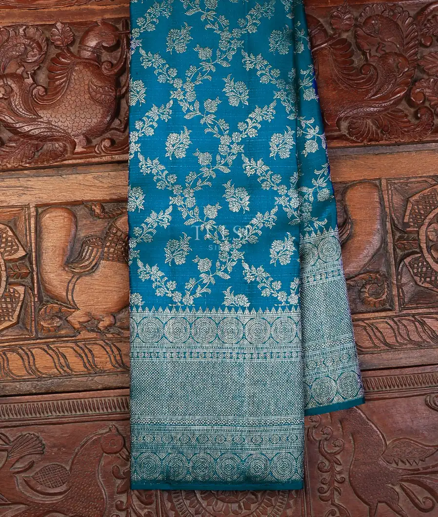 Peacock Blue Kanjivaram Silk Saree T700803-image