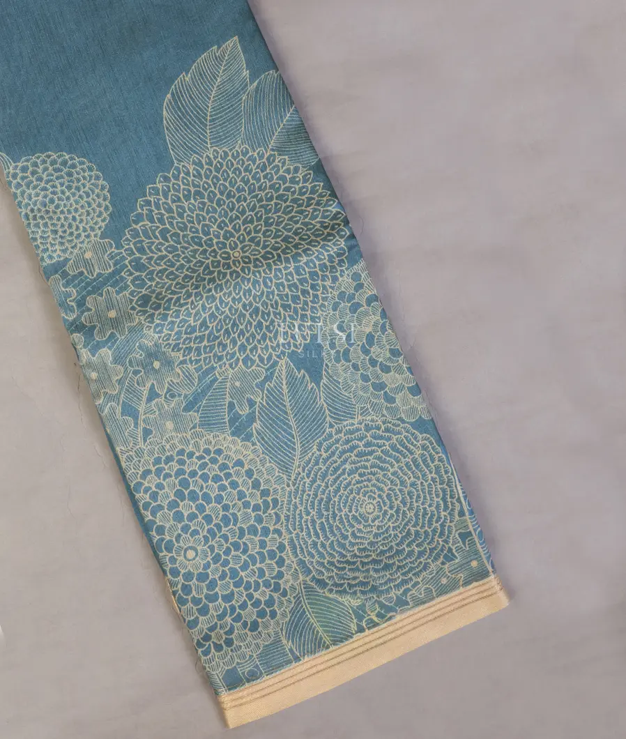 Blue Tussar Printed Saree T696566-image