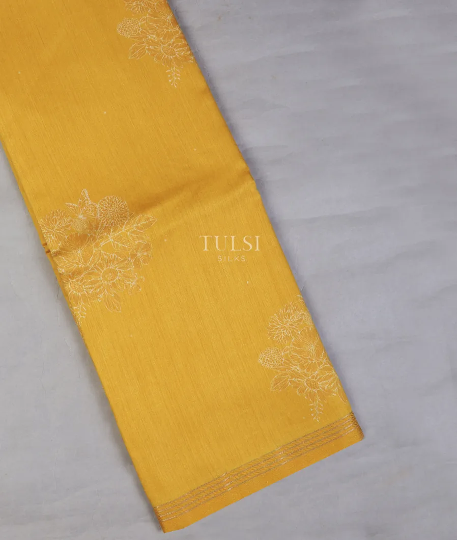 Yellow Tussar Printed Saree T696526-image