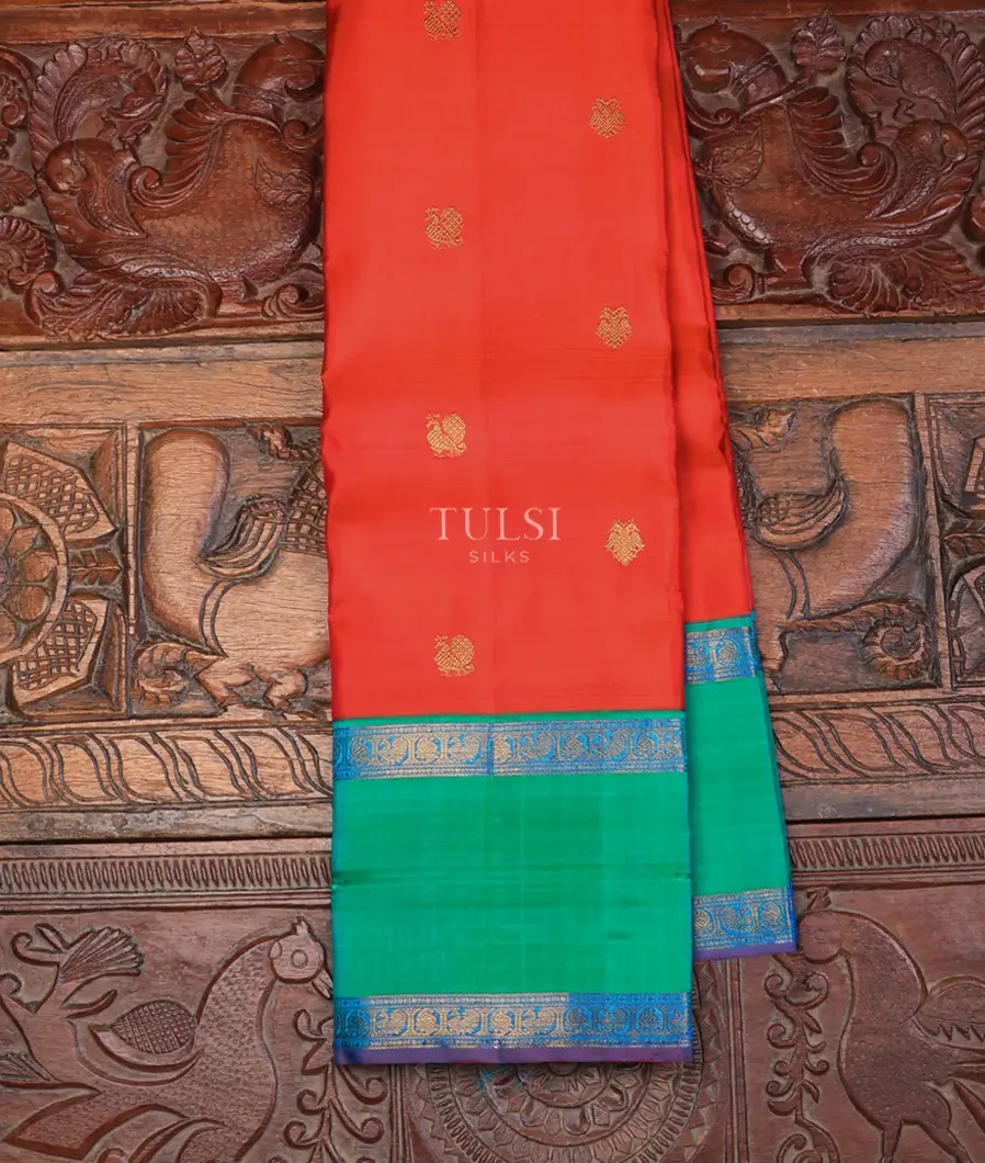 Orangish Pink Kanjivaram Silk Saree T690835-image