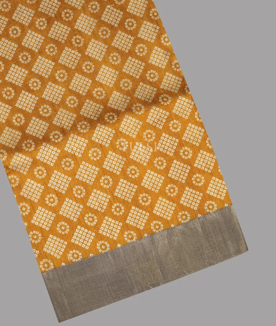 Yellow Tussar Printed Saree T451824-1-image