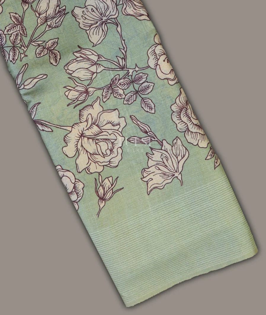 Light Green Tussar Printed Saree T702051-image