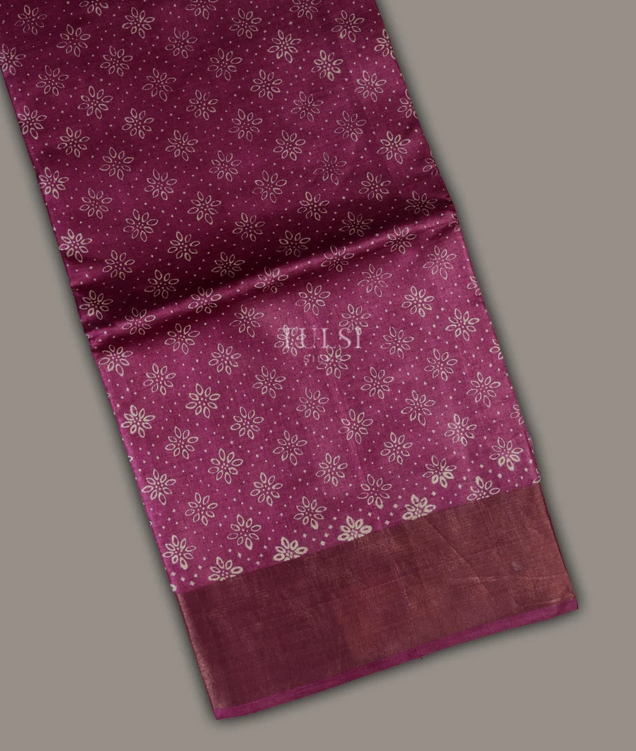 Purple Tussar Printed Saree T701143-image