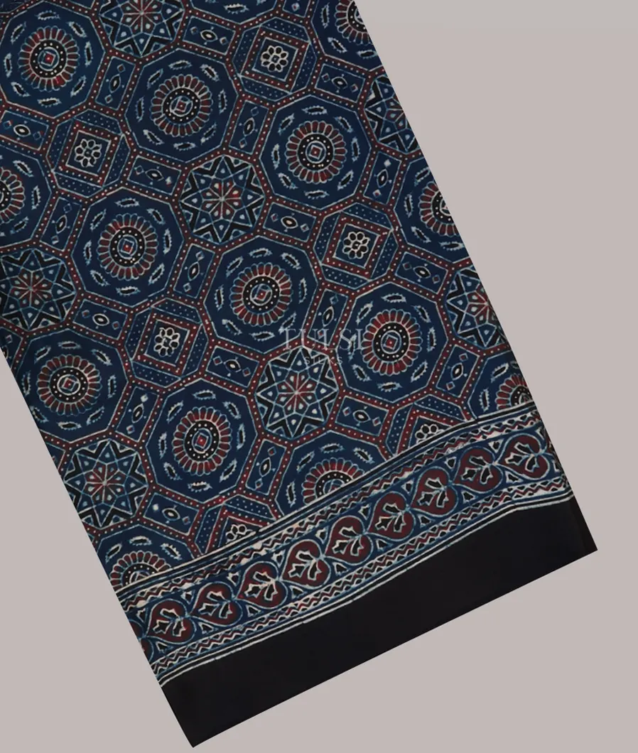 Multicolour Ajrakh Printed Modal Silk Saree T691724-image
