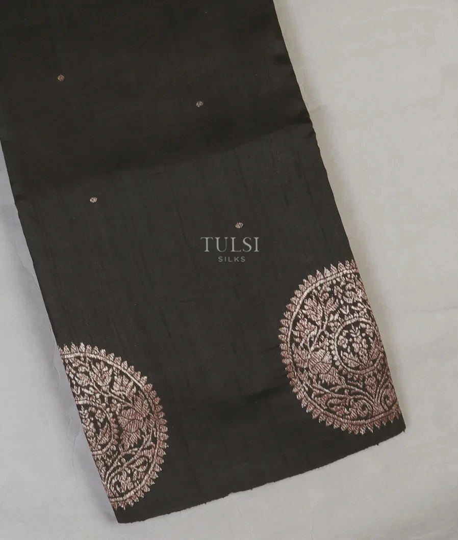 Black Banaras Tussar Saree T687527-image