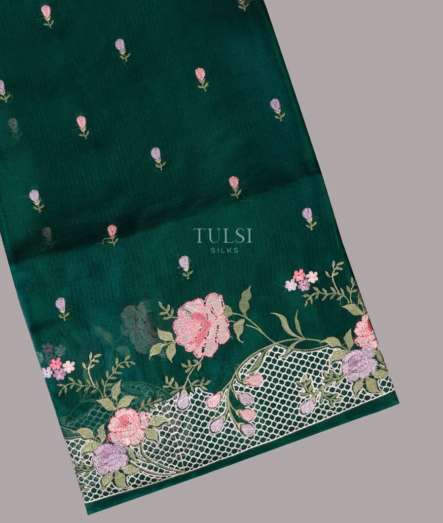 Teal Green Silk Kota Embroidery Saree T677687-image