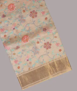 Beige Silk Kota Embroidery Saree T681452-image