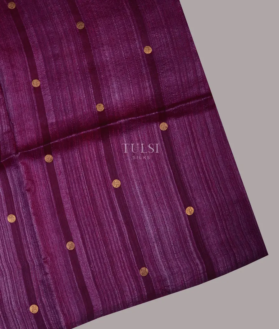 Purple Handwoven Tussar Saree T701804-image