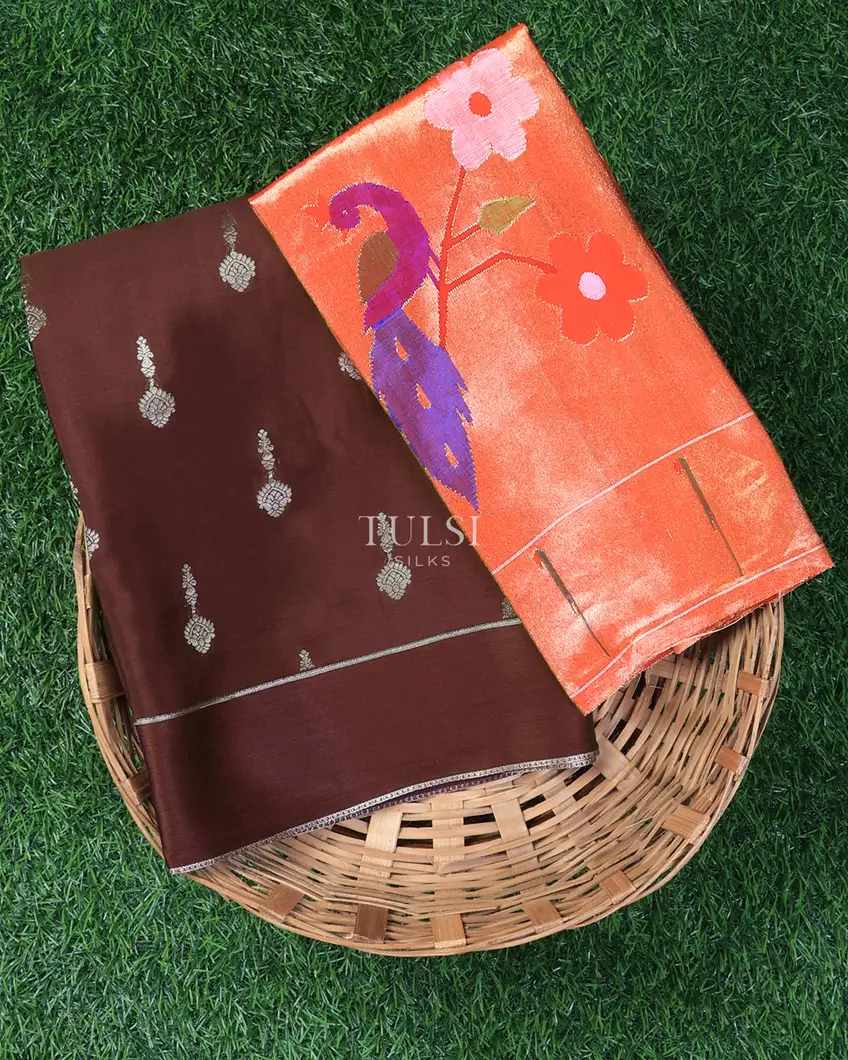 Brown Mysore Crepe Silk Saree T702657-image