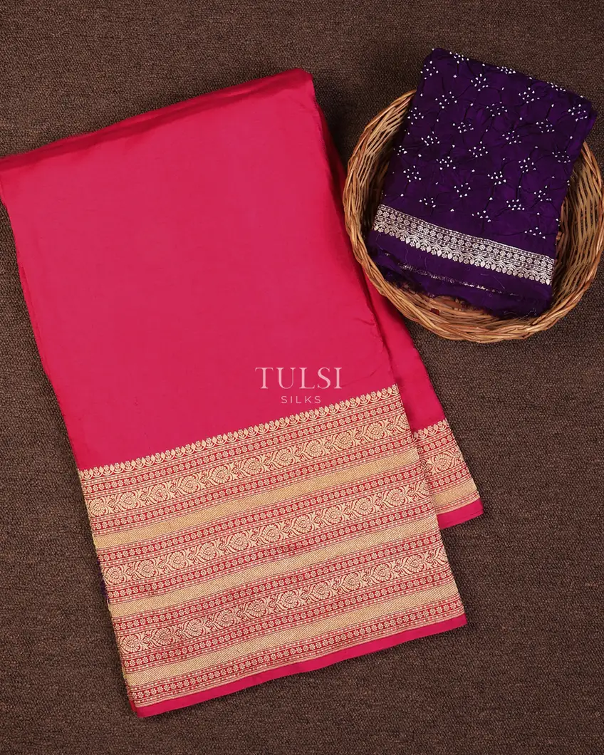 Pink Banaras Silk Saree T702604-image