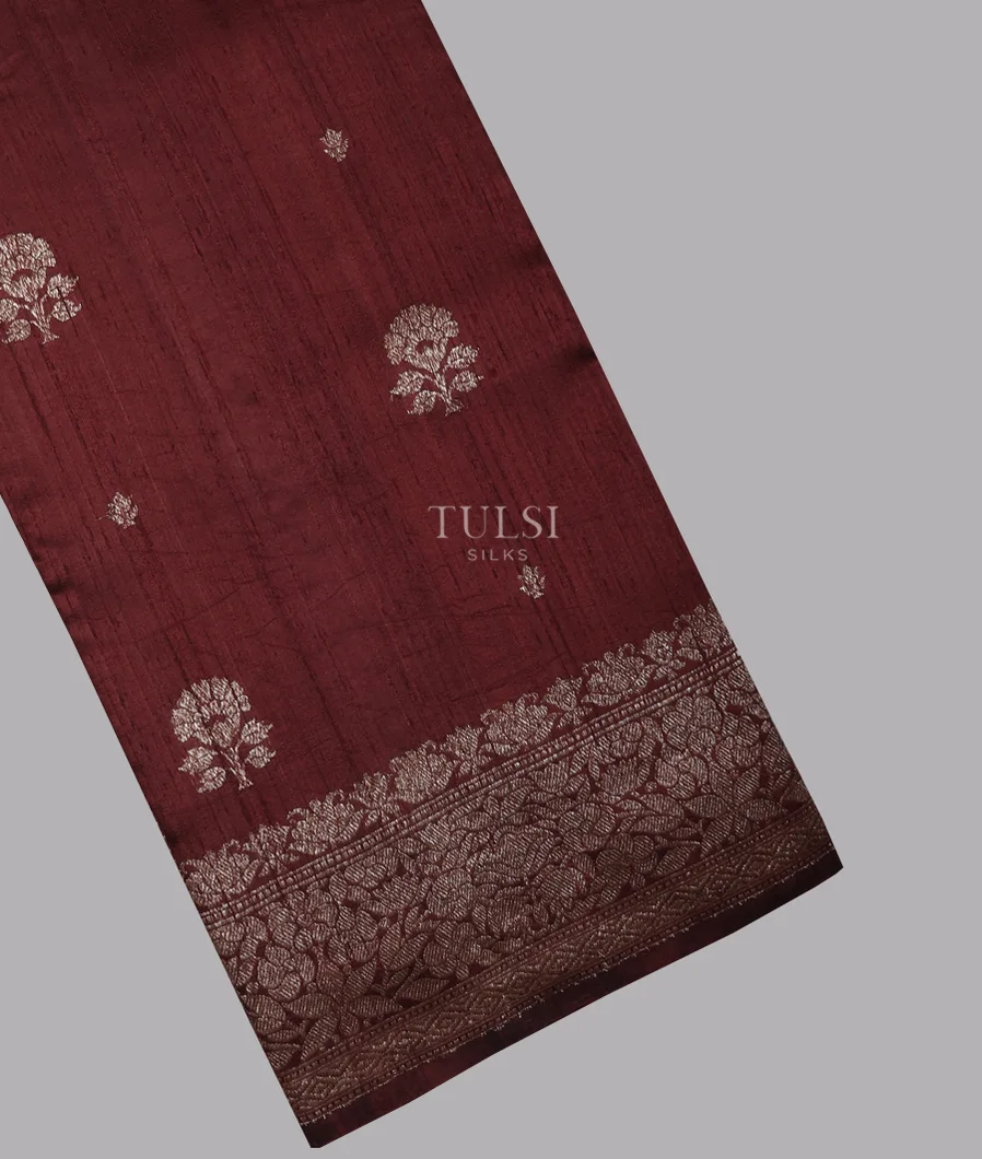 Burgundy Banaras Tussar Saree T654397-1-image
