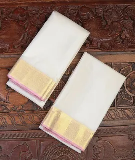 Off-White Handwoven Kanjivaram Silk Dhoti, Vastharam T698941-image