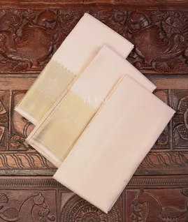 Light Pinkish Beige  Beige Handwoven Kanjivaram Silk Dhoti, Vastharam and Shirt Material T691679-image
