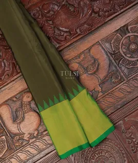 Dark Green Gadwal Silk Saree T692076-image