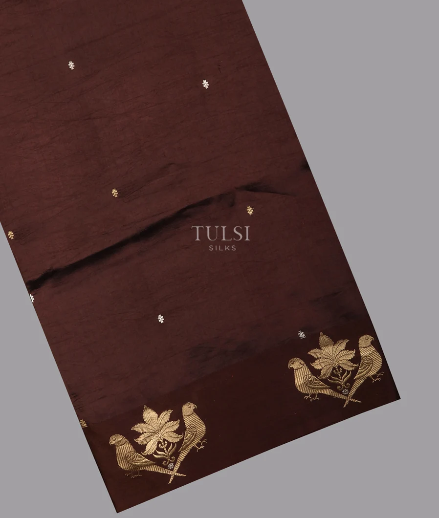 Deep Brown Banaras Silk Saree T702560-image
