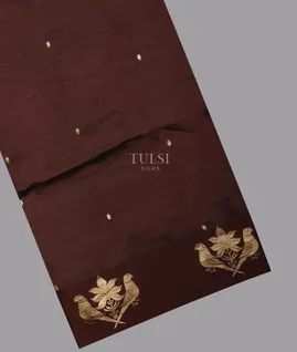 Deep Brown Banaras Silk Saree T702560-image