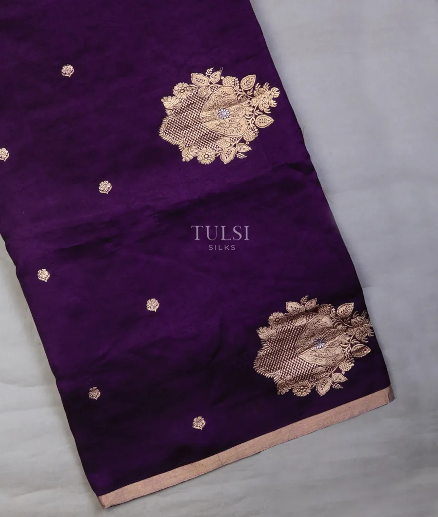 Purple Banaras Silk Saree T702565-image