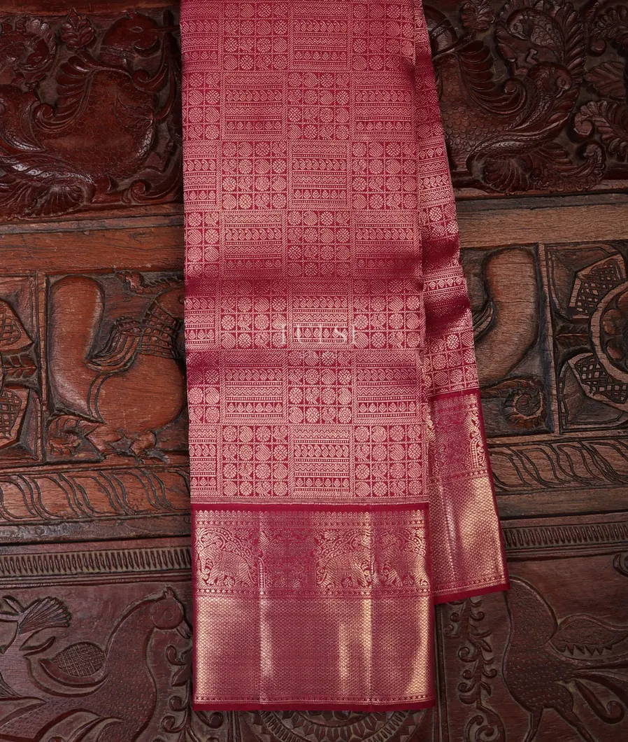 Pinkish Maroon Kanjivaram Silk Saree T660118-image