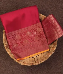 Reddish Pink Mysore Crepe Silk Saree T701857-image