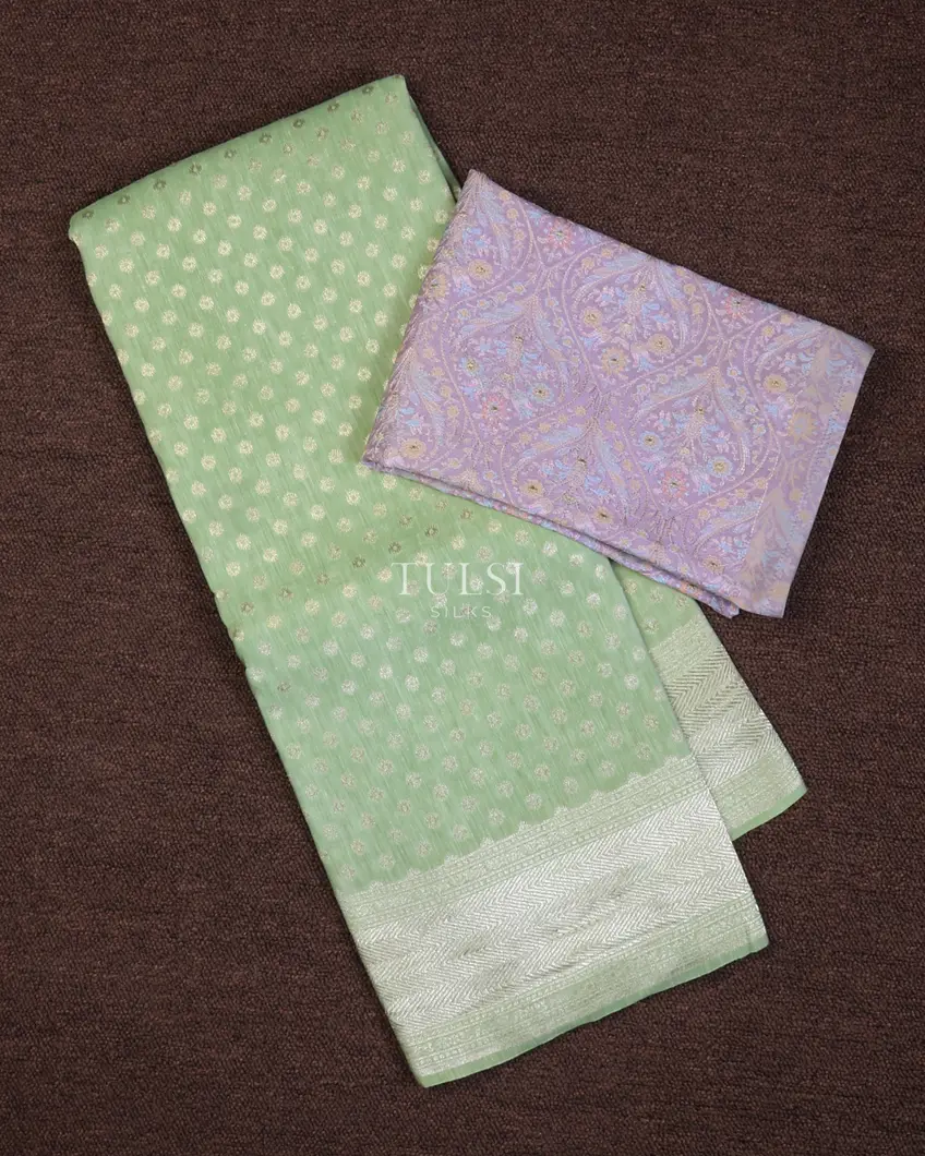 Green Banaras Linen Saree T703201-image