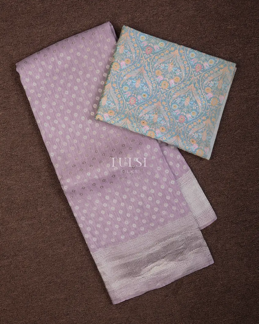 Lavender Banaras Linen Saree T703199-image