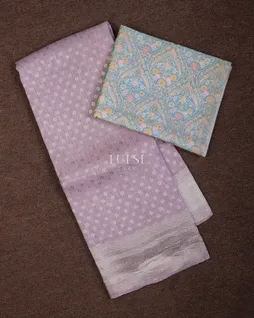 Lavender Banaras Linen Saree T703199-image