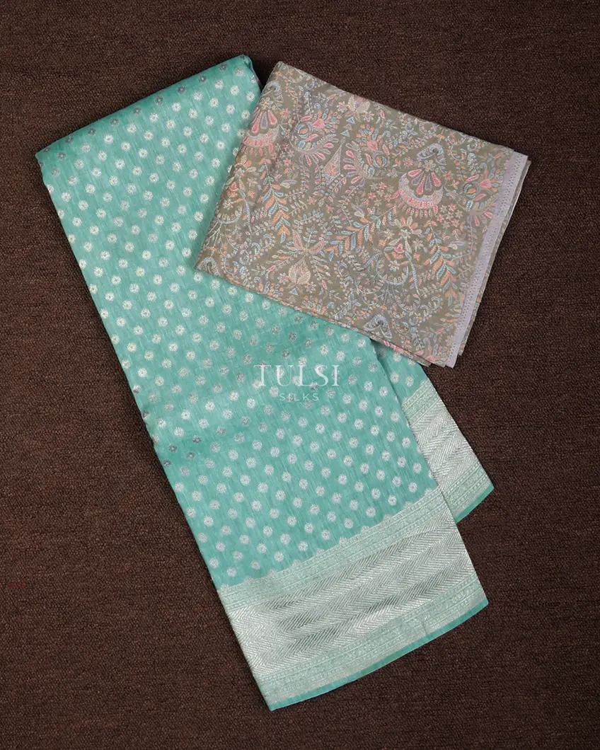 Blue Banaras Linen Saree T703203-image