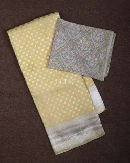 Yellow Banaras Linen Saree T703202-image