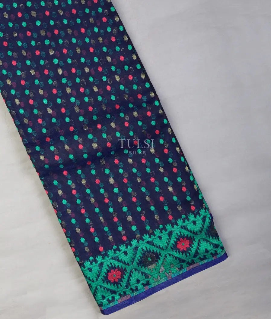 Blue Dhakai Cotton Saree T584592-1-image