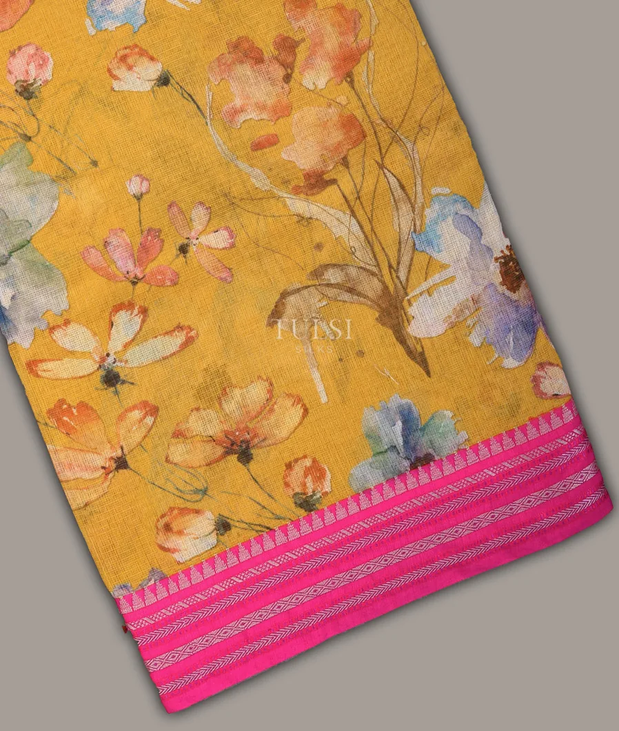 Yellow Mercerised Cotton Saree T703817-image