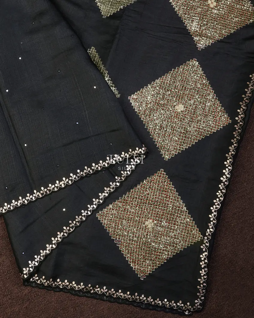 Grey Tussar Embroidery Saree T693595-image