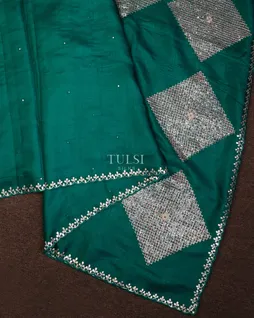 Teal Blue Tussar Embroidery Saree T693594-image