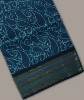 Dark Blue Printed Cotton Saree T703894-image