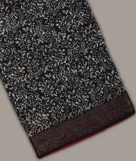 Black Printed Cotton Saree T689590-image